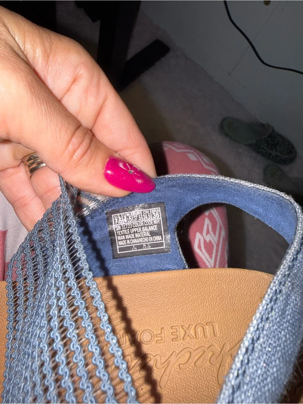 Skechers Blue Denim-Style Women’s Wedge Sandals